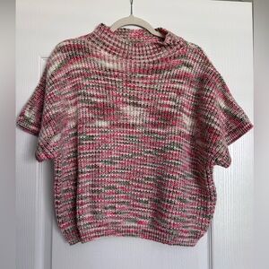 White Birch Pink and Gray Knit Turtleneck Sweater